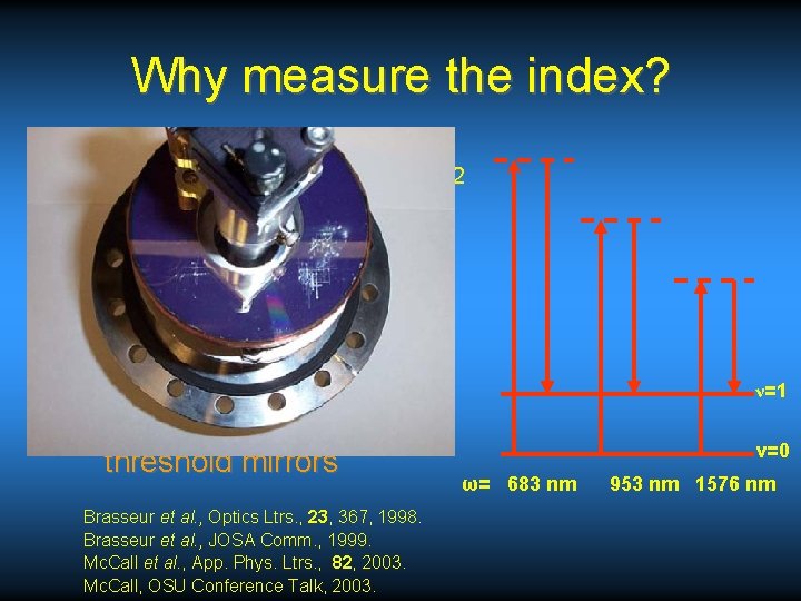 Why measure the index? • Stokes Raman shift in H 2 – Obtain wavelengths