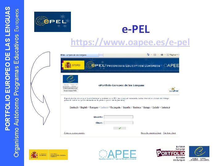 PORTFOLIO EUROPEO DE LAS LENGUAS Organismo Autónomo Programas Educativos Europeos https: //www. oapee. es/e-pel