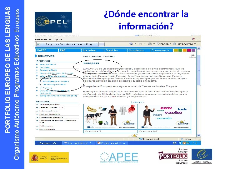 PORTFOLIO EUROPEO DE LAS LENGUAS Organismo Autónomo Programas Educativos Europeos ¿Dónde encontrar la información?