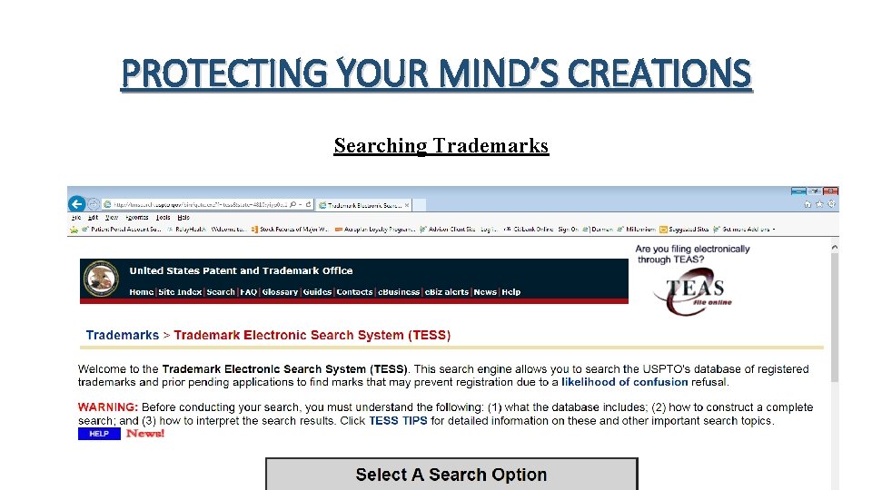 PROTECTING YOUR MIND’S CREATIONS Searching Trademarks 