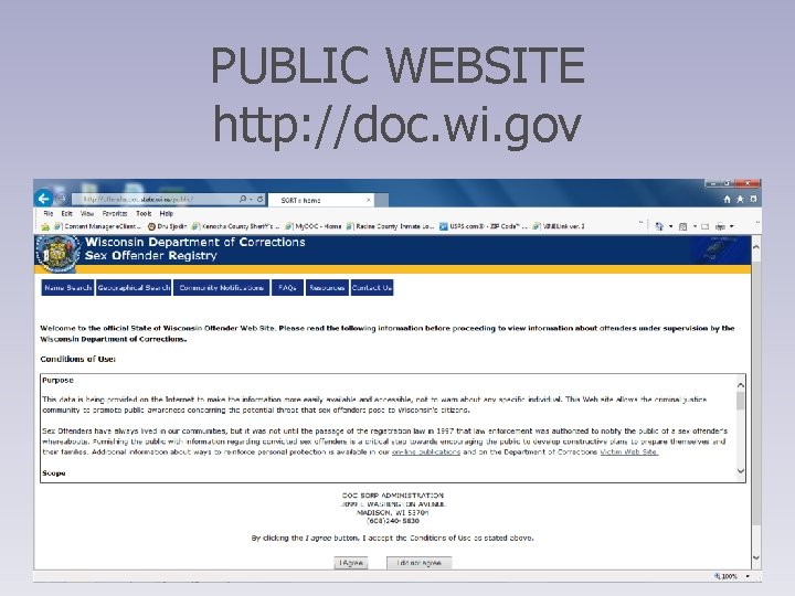 PUBLIC WEBSITE http: //doc. wi. gov PUBLIC WEBSITE http: //doc. wi. gov