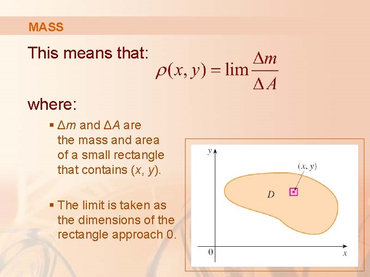 MASS This means that: where: § Δm and ΔA are the mass and area