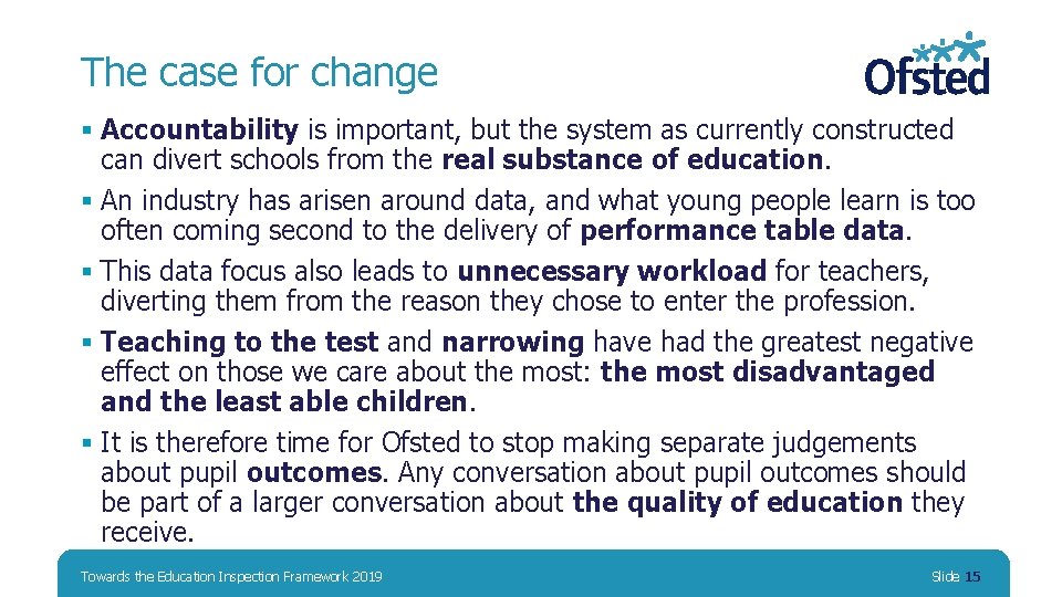 Towards the Education Inspection Framework 2019 Jonathan Smart