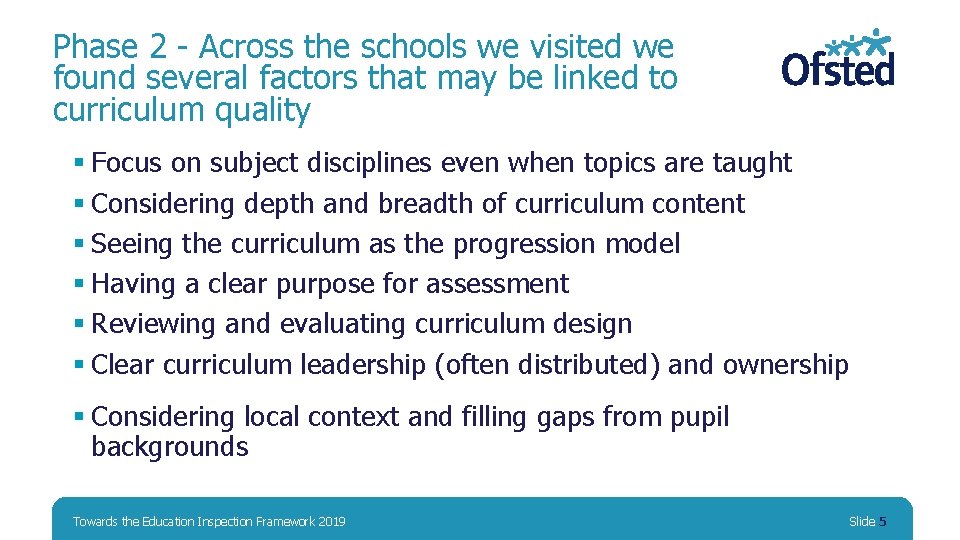 Phase 2 - Across the schools we visited we found several factors that may Phase 2 - Across the schools we visited we found several factors that may