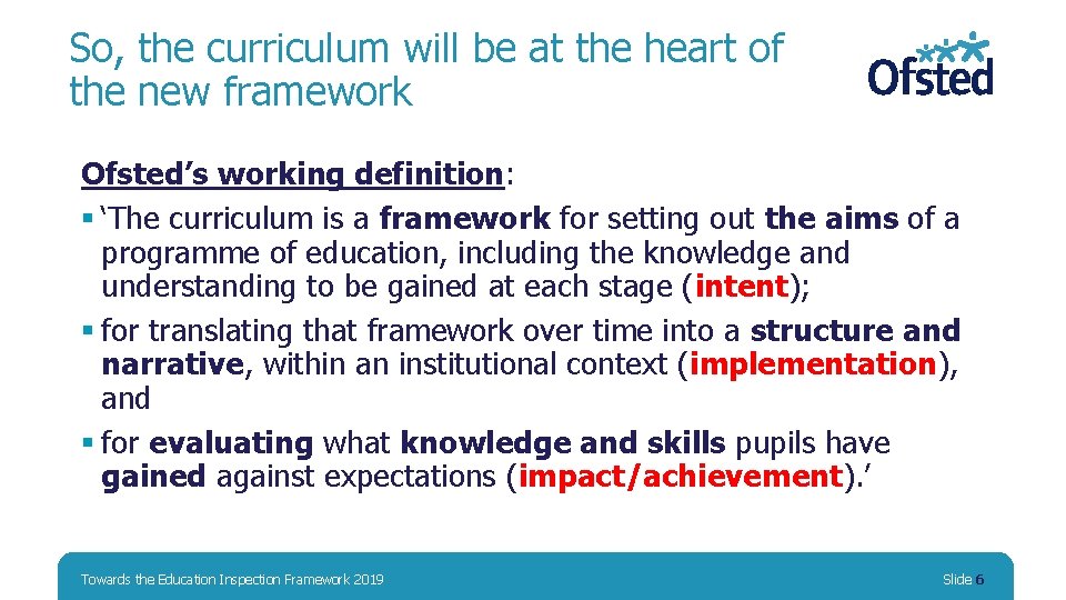 Towards the Education Inspection Framework 2019 Jonathan Smart