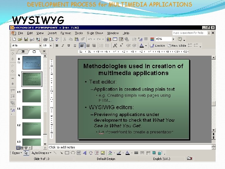 DEVELOPMENT PROCESS for MULTIMEDIA APPLICATIONS WYSIWYG 