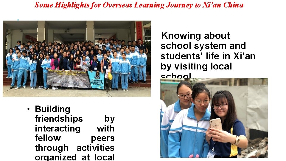 Some Highlights for Overseas Learning Journey to Xi’an China Knowing about school system and