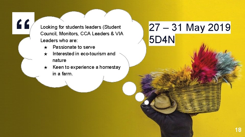 “ Looking for students leaders (Student Council, Monitors, CCA Leaders & VIA Leaders who
