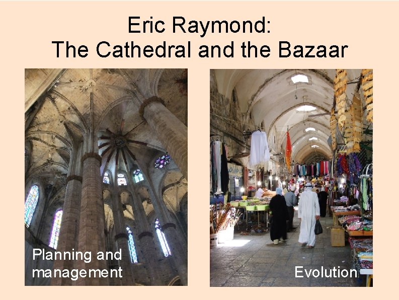 Eric Raymond: The Cathedral and the Bazaar Planning and management Evolution 