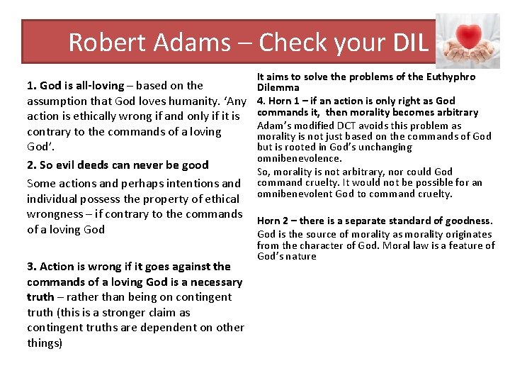 Robert Adams – Check your DIL 1. God is all-loving – based on the