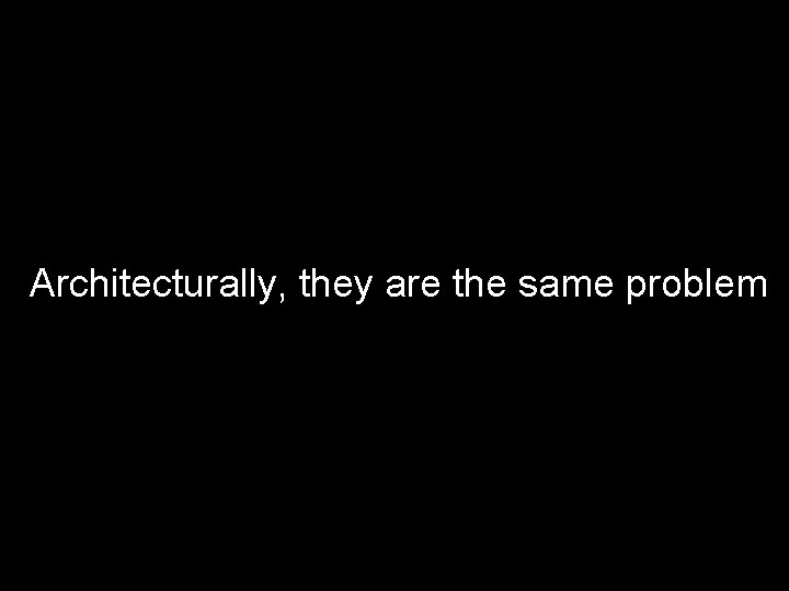 Architecturally, they are the same problem 