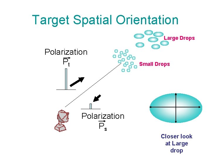 Target Spatial Orientation Large Drops Polarization Pt Small Drops Polarization Ps Closer look at