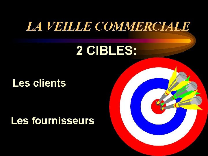 LA VEILLE COMMERCIALE 2 CIBLES: Les clients Les fournisseurs 