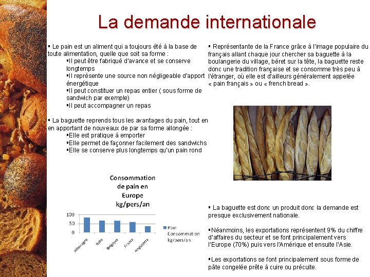 La demande internationale § Le pain est un aliment qui a toujours été à