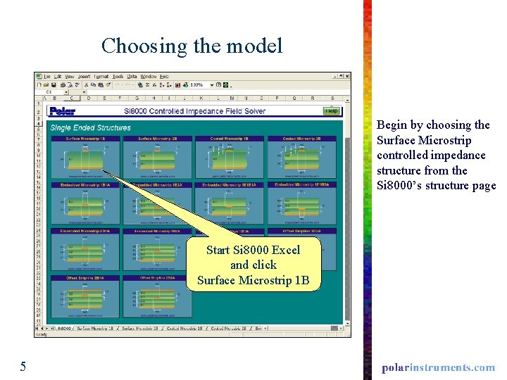 Choosing the model Begin by choosing the Surface Microstrip controlled impedance structure from the