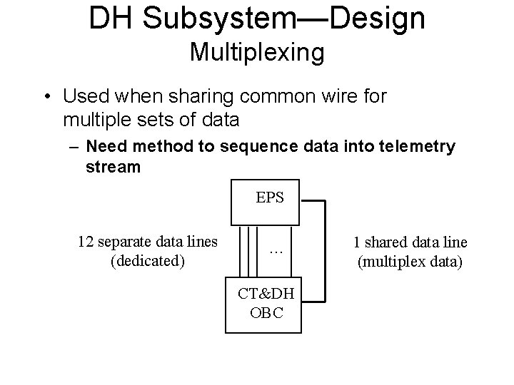 DH Subsystem—Design Multiplexing • Used when sharing common wire for multiple sets of data