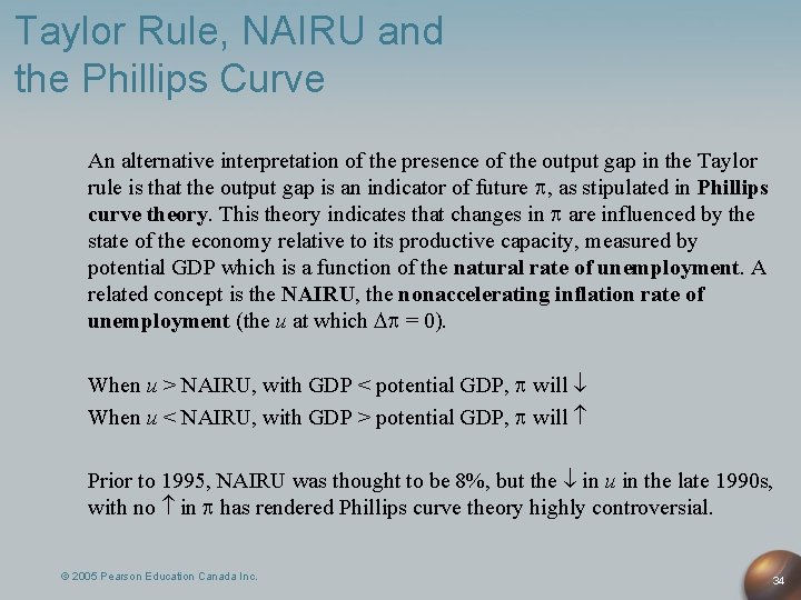 Taylor Rule, NAIRU and the Phillips Curve An alternative interpretation of the presence of