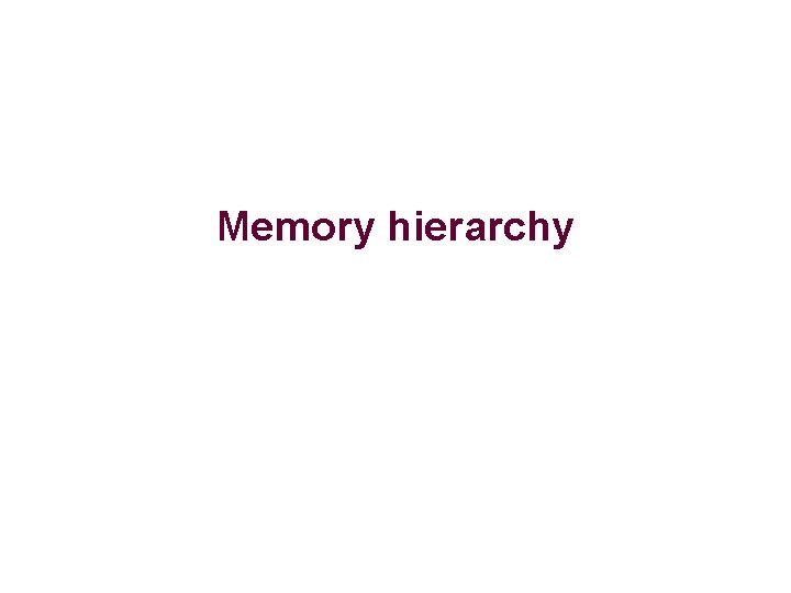Memory hierarchy 