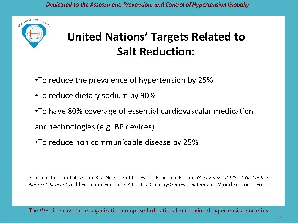 Dedicated to the Assessment, Prevention, and Control of Hypertension Globally United Nations’ Targets Related
