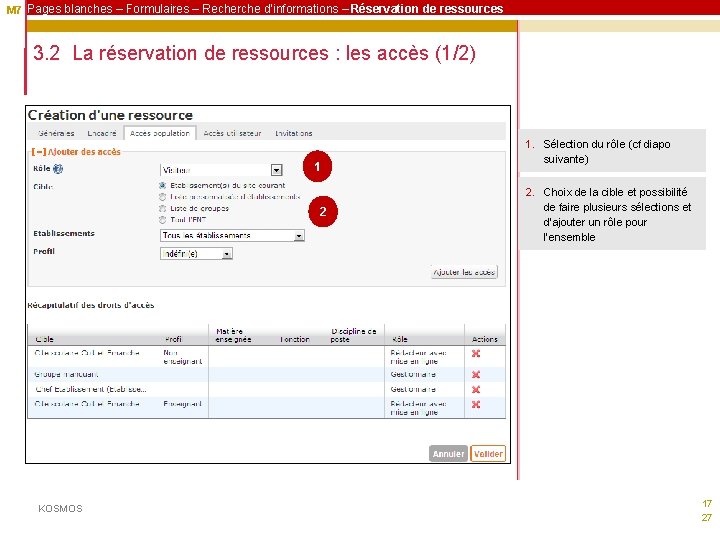 M 7 Pages blanches – Formulaires – Recherche d’informations – Réservation de ressources 3.