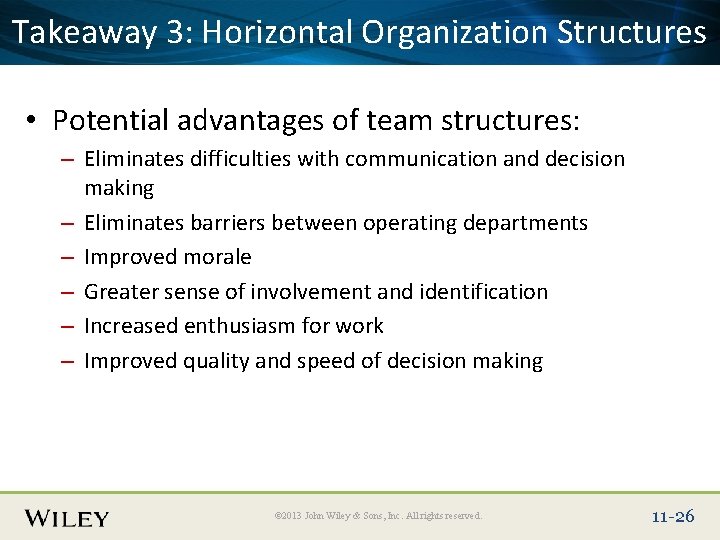 Place Slide 3: Title Text Here Takeaway Horizontal Organization Structures • Potential advantages of