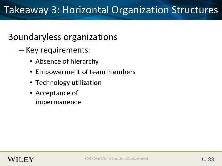 Place Slide 3: Title Text Here Takeaway Horizontal Organization Structures Boundaryless organizations – Key