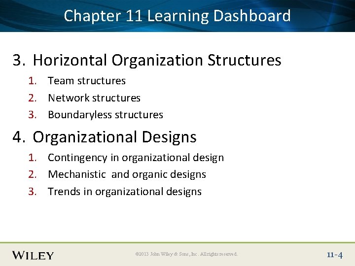 Place Slide Title 11 Text Here Dashboard Chapter Learning 3. Horizontal Organization Structures 1.