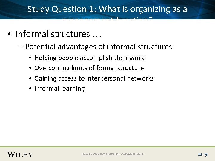 1: Here What is organizing as a Place. Study Slide. Question Title Text management