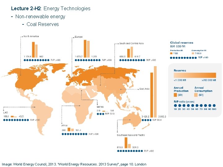 Lecture 2 -H 2: Energy Technologies - Non-renewable energy - Coal Reserves Image: World