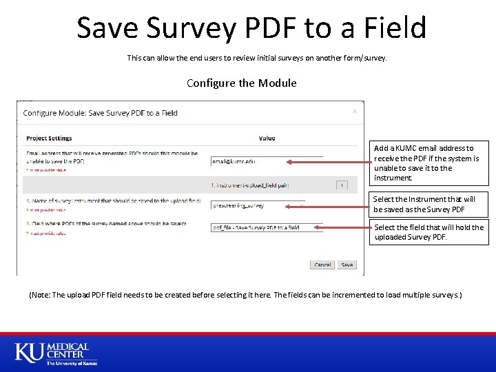 Save Survey PDF to a Field This can allow the end users to review