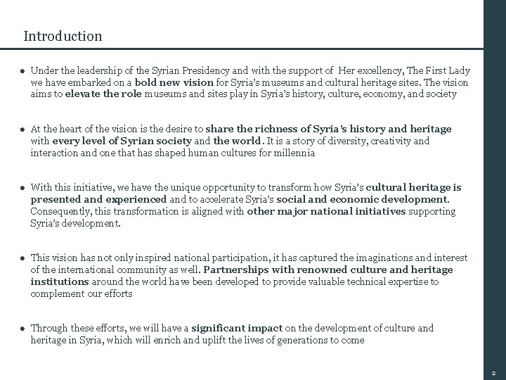Introduction l Under the leadership of the Syrian Presidency and with the support of Introduction l Under the leadership of the Syrian Presidency and with the support of