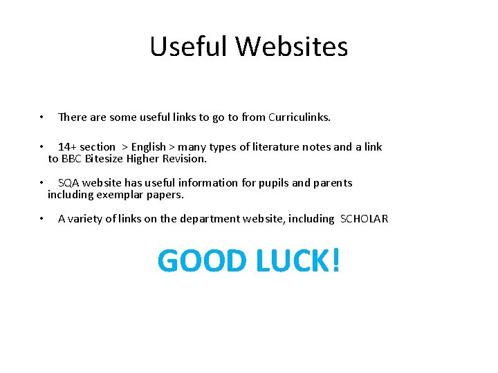 Useful Websites • There are some useful links to go to from Curriculinks. •