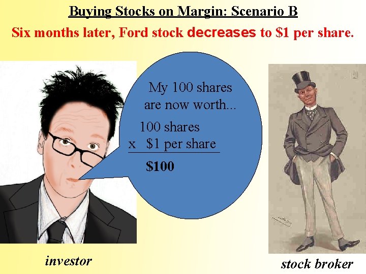 Buying Stocks on Margin: Scenario B Six months later, Ford stock decreases to $1