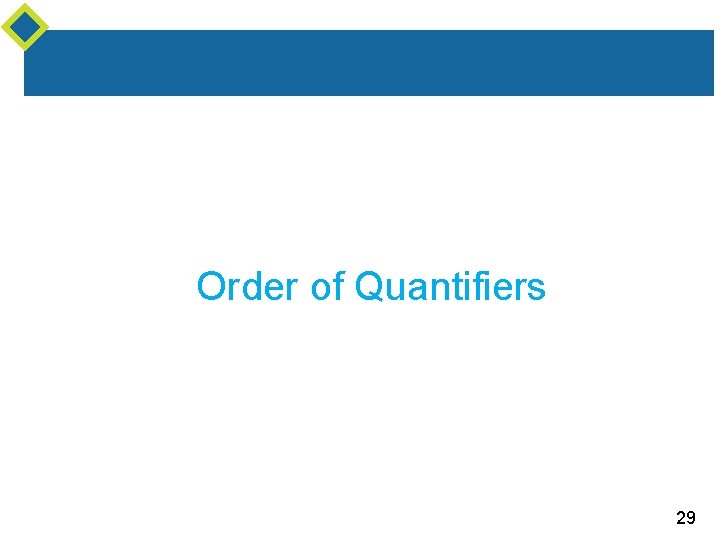 Order of Quantifiers 29 Order of Quantifiers 29