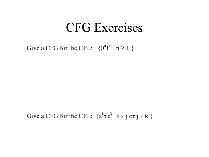 CFG Exercises 