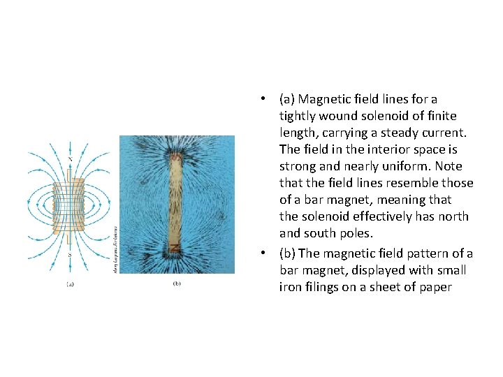 • (a) Magnetic field lines for a tightly wound solenoid of finite length, • (a) Magnetic field lines for a tightly wound solenoid of finite length,