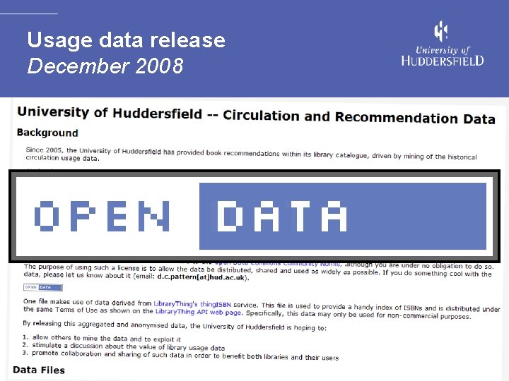 Usage data release December 2008 