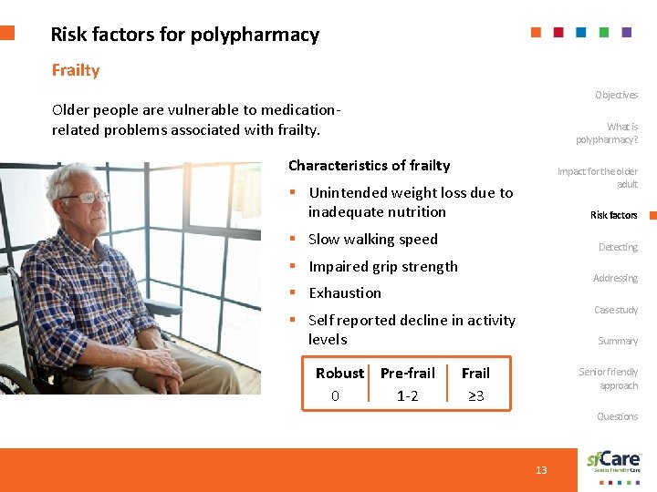 Risk factors for polypharmacy Frailty Objectives Older people are vulnerable to medicationrelated problems associated