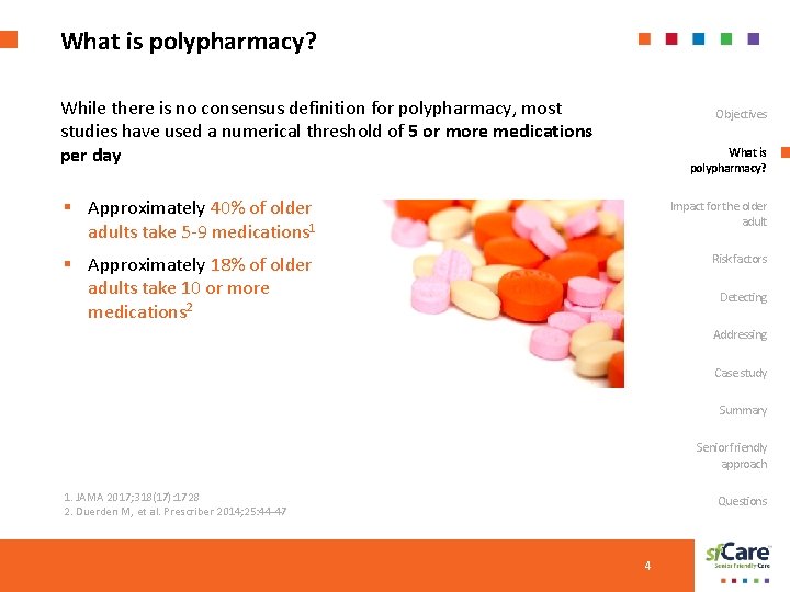 What is polypharmacy? While there is no consensus definition for polypharmacy, most studies have