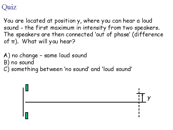 Quiz You are located at position y, where you can hear a loud sound