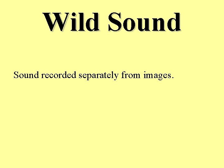 Wild Sound recorded separately from images. 