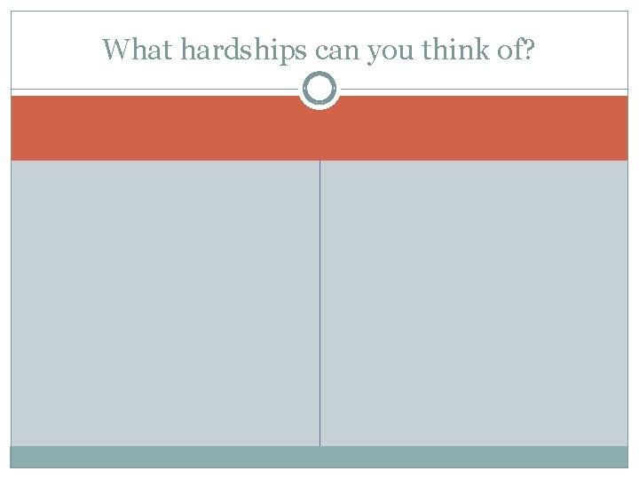 What hardships can you think of? 