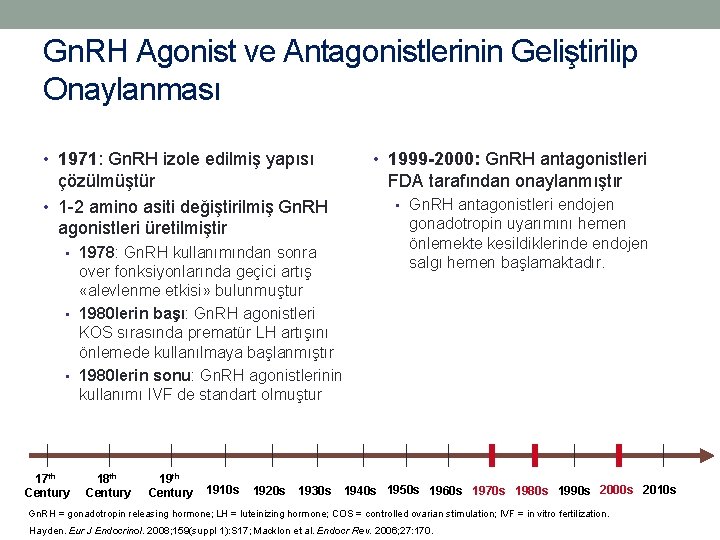 Gn. RH Agonist ve Antagonistlerinin Geliştirilip Onaylanması • 1971: Gn. RH izole edilmiş yapısı