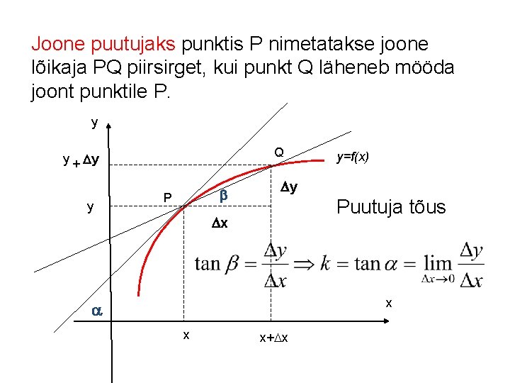 Joone puutujaks punktis P nimetatakse joone lõikaja PQ piirsirget, kui punkt Q läheneb mööda