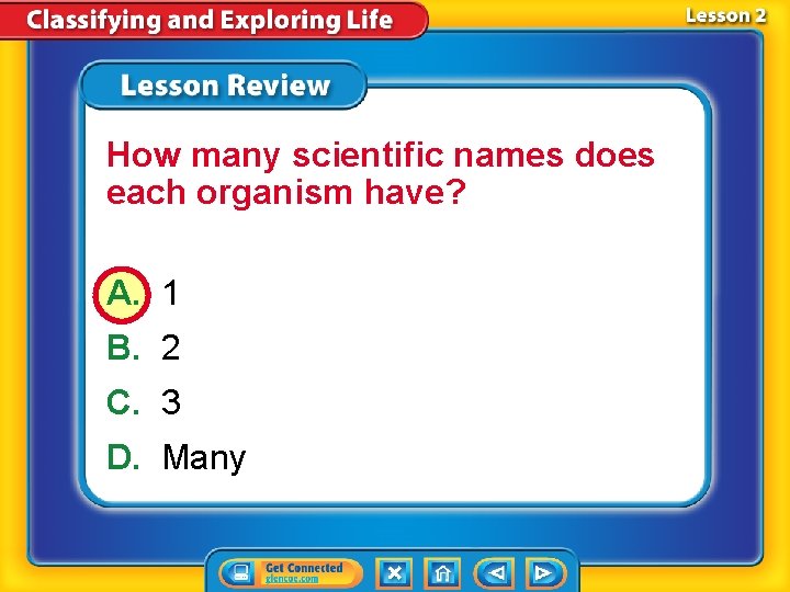 How many scientific names does each organism have? A. 1 B. 2 C. 3