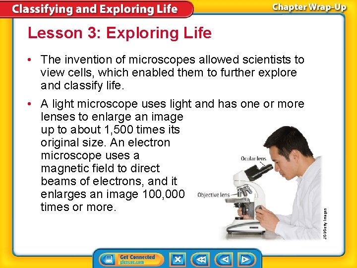 Lesson 3: Exploring Life • A light microscope uses light and has one or