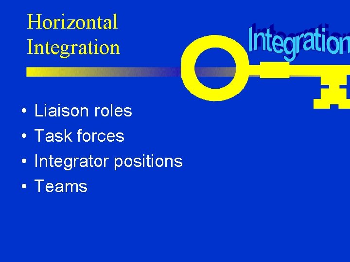 Horizontal Integration • • Liaison roles Task forces Integrator positions Teams 