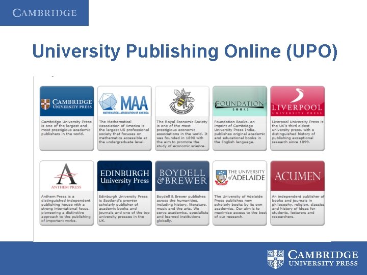 University Publishing Online (UPO) 