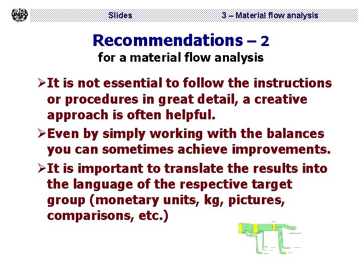 Slides 3 – Material flow analysis Recommendations – 2 for a material flow analysis