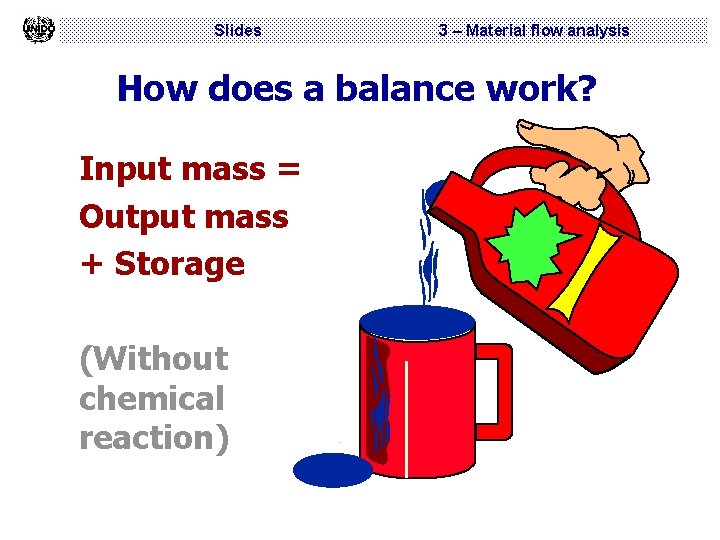 Slides 3 – Material flow analysis How does a balance work? Input mass =